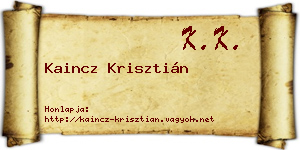 Kaincz Krisztián névjegykártya